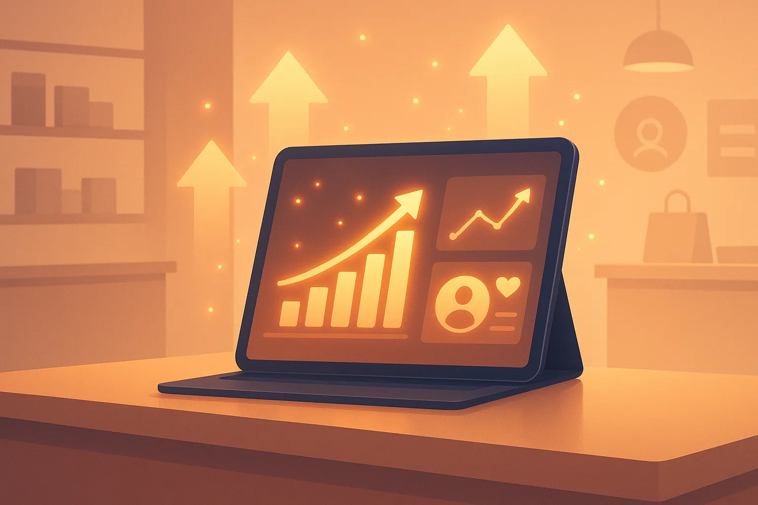 Интерфейс калькулятора роста прибыли программы лояльности: поля для продаж, среднего чека, процента роста и график дополнительной выручки