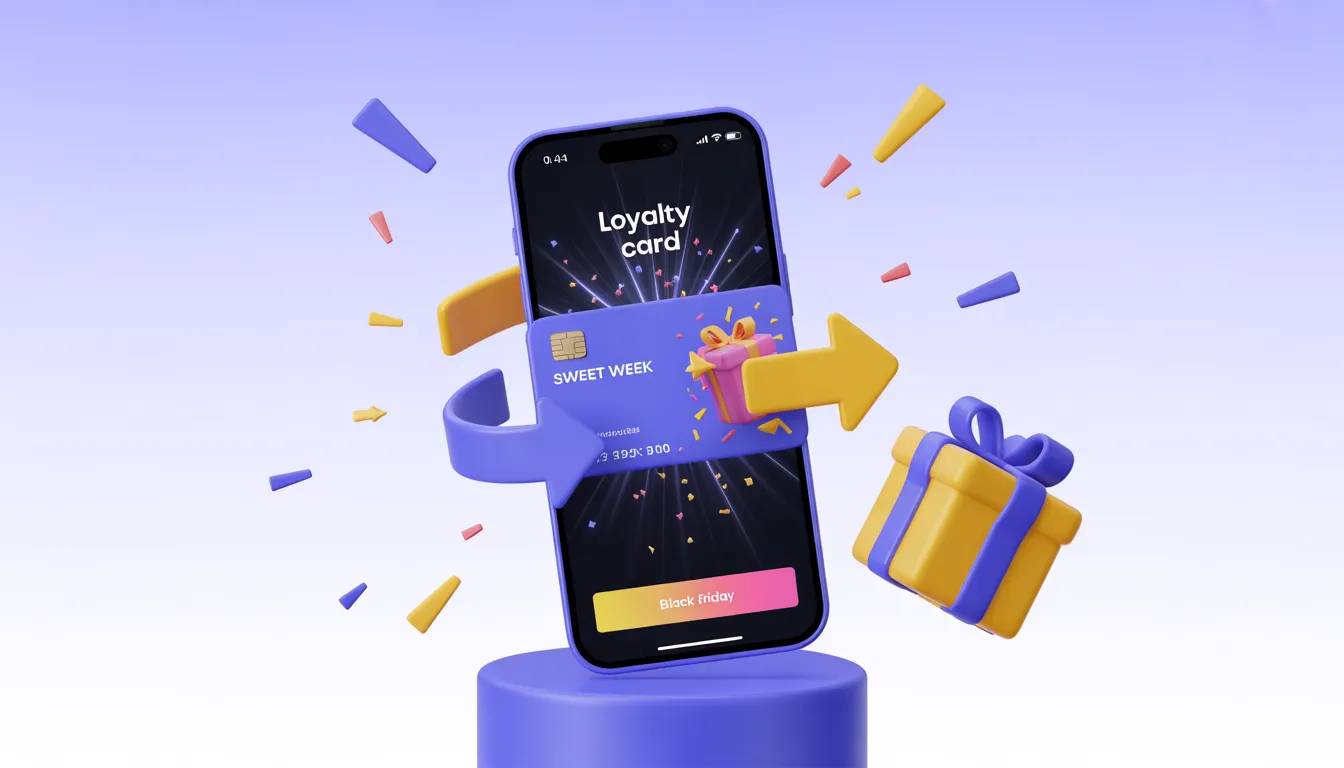 Карта лояльности с оформлением «Неделя итальянских десертов» на фоне тирамису и канноли